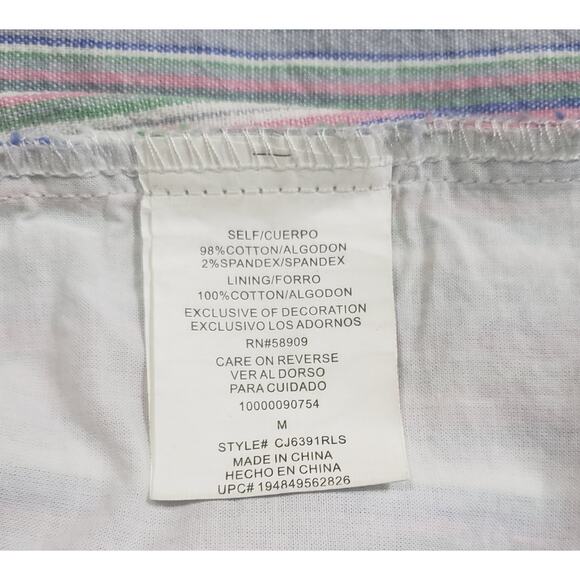 Copper Key Pastel Stripe Mini Skirt M Faux Wrap Cotton Blend Cottagecore Vibes - Picture 8 of 9